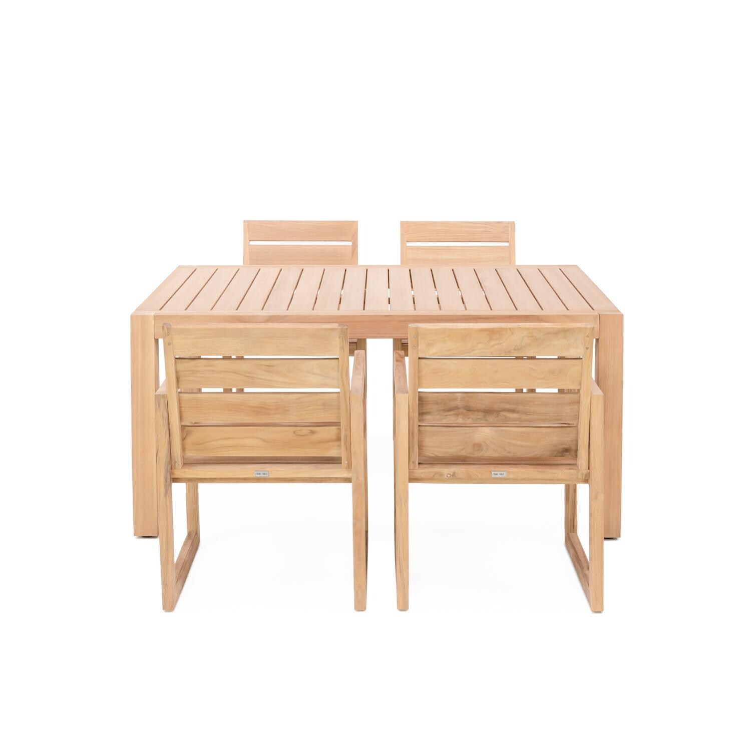 Teak + Table Relax 5 Piece Teak Dining Set W/ Rectangular Table - White Background thumbnail