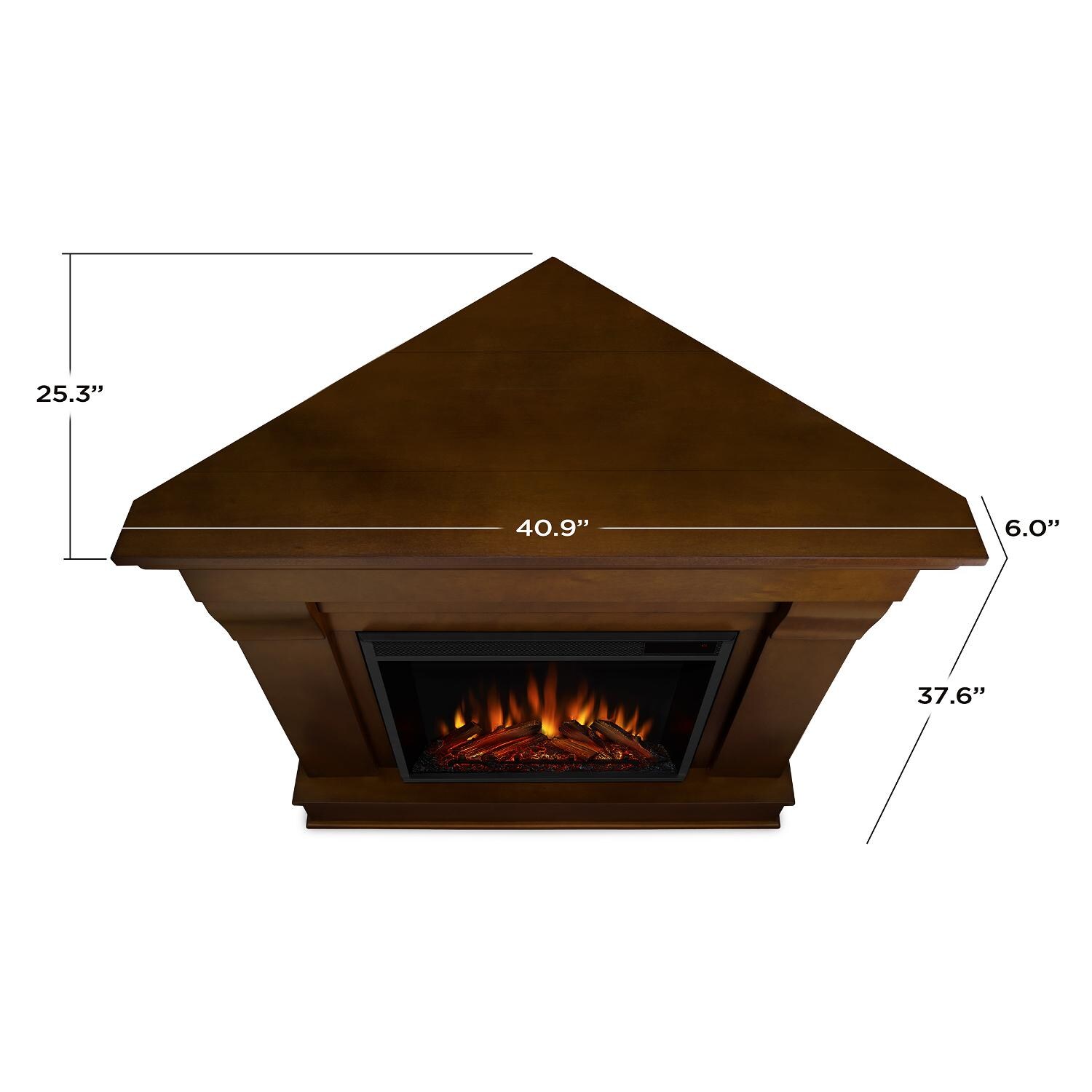 Real Flame - 5950E-E - Chateau 40-Inch Corner Electric Fireplace With Mantel - Espresso - Overall Dimensions thumbnail