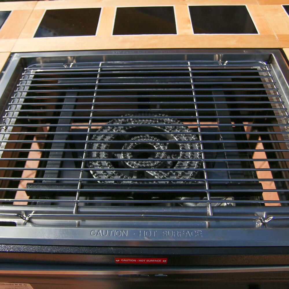 My Hibachi BBQ Flattop Grill - Top Down View Showing BBQ Grate And Cast Iron Double Burner thumbnail
