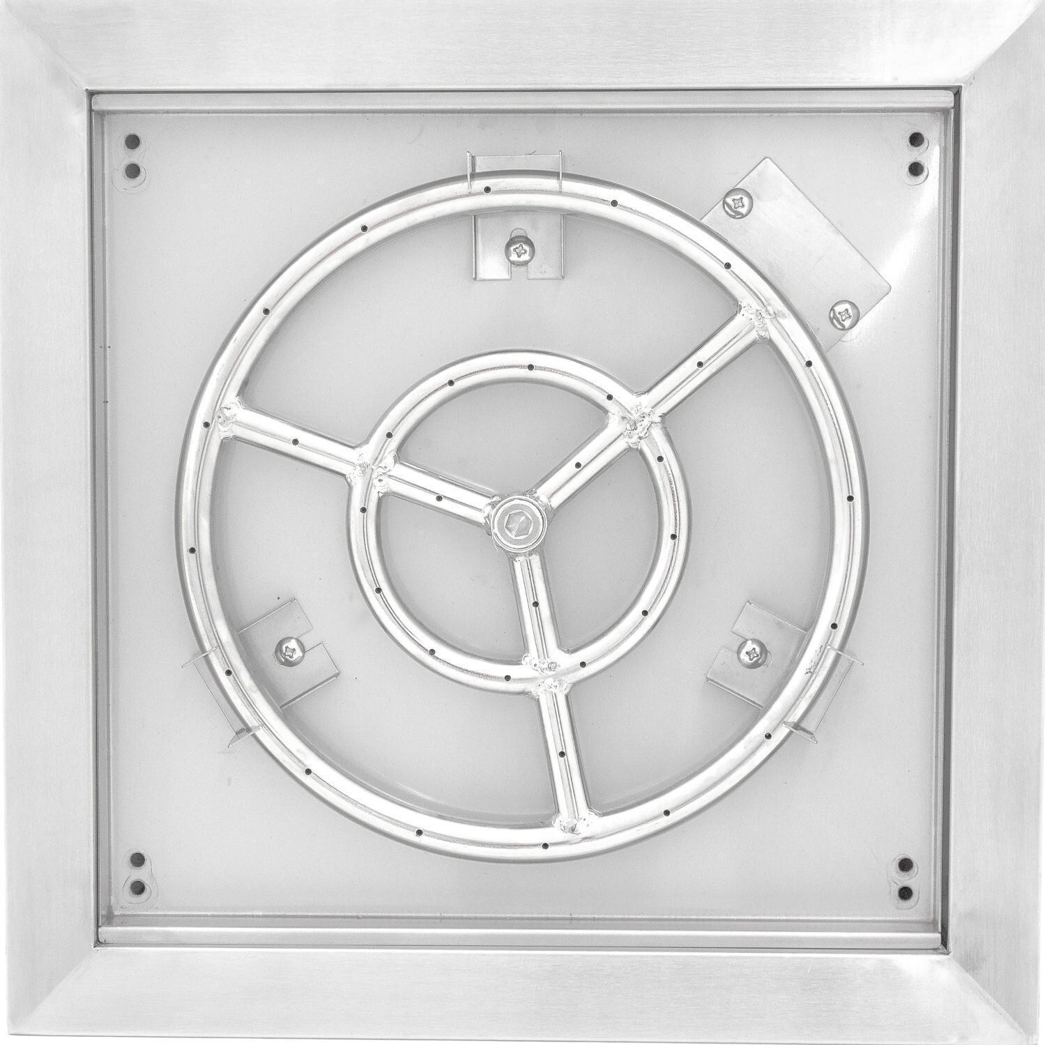 BBQGuys Signature Series Westfalen 24-Inch Square Low-Rise Propane Fire Bowl - Stainless Steel - Top View thumbnail