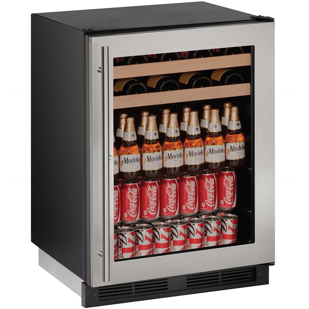 U-Line 24-Inch 5.4 Cu. Ft. Built-In / Freestanding Beverage Center With Lock - Stainless Steel U-1224BEVS-13B thumbnail