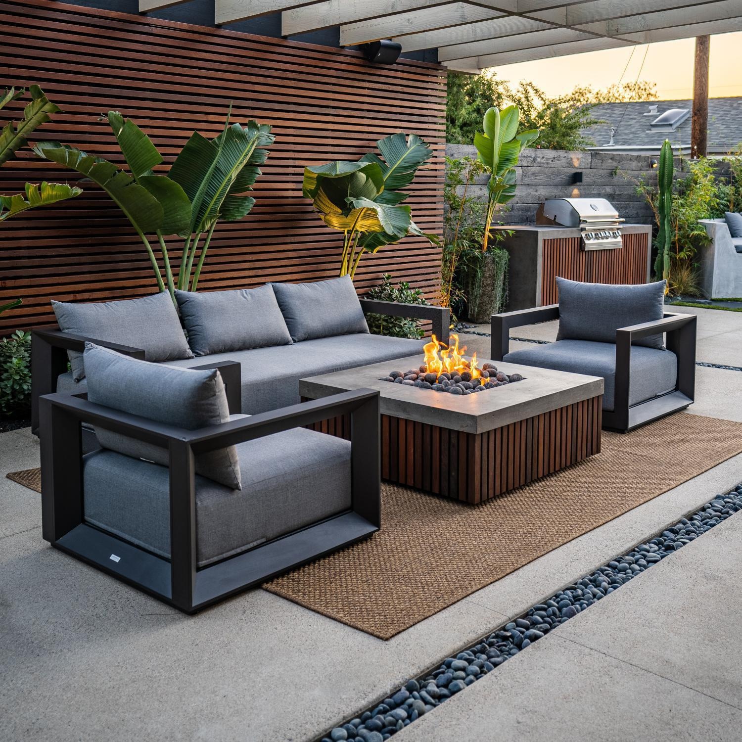 Manchester 42-in Square GFRC Natural Gas Fire Pit in Pewter by Prism Hardscapes