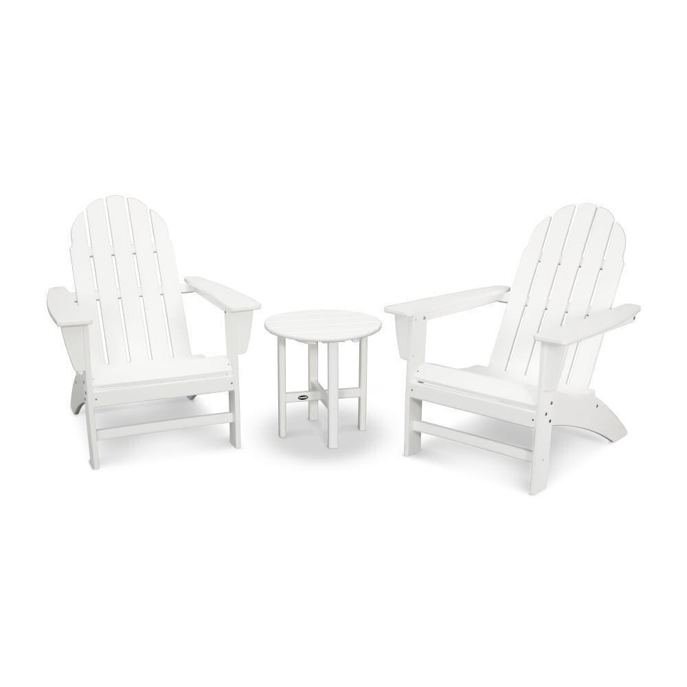 Vineyard 3 Pc Recycled Plastic Adirondack Seating Set in White by POLYWOOD