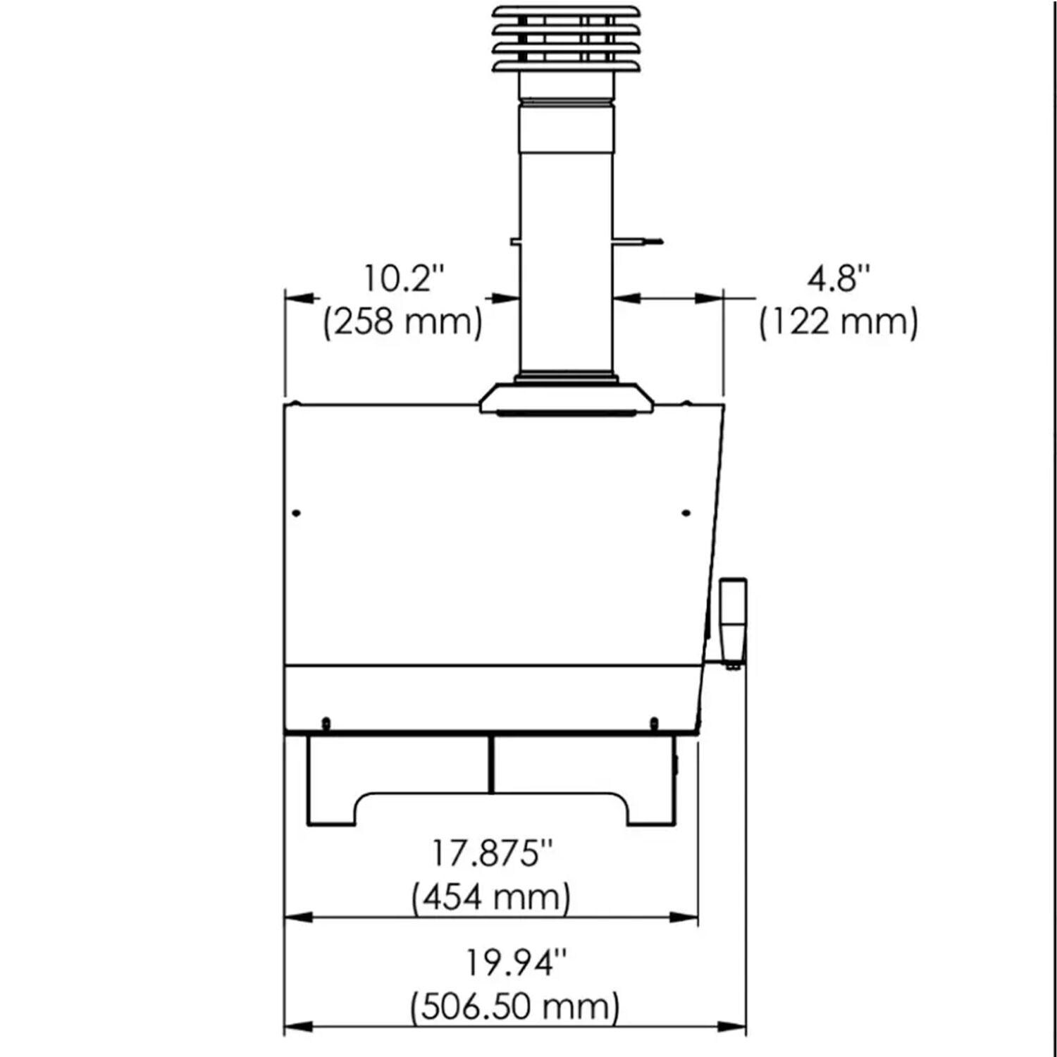XO Appliance XOPIZZA1CA PIZZA1 Countertop Wood-Fired Pizza Oven in Carbona - Side View - Dimensional thumbnail