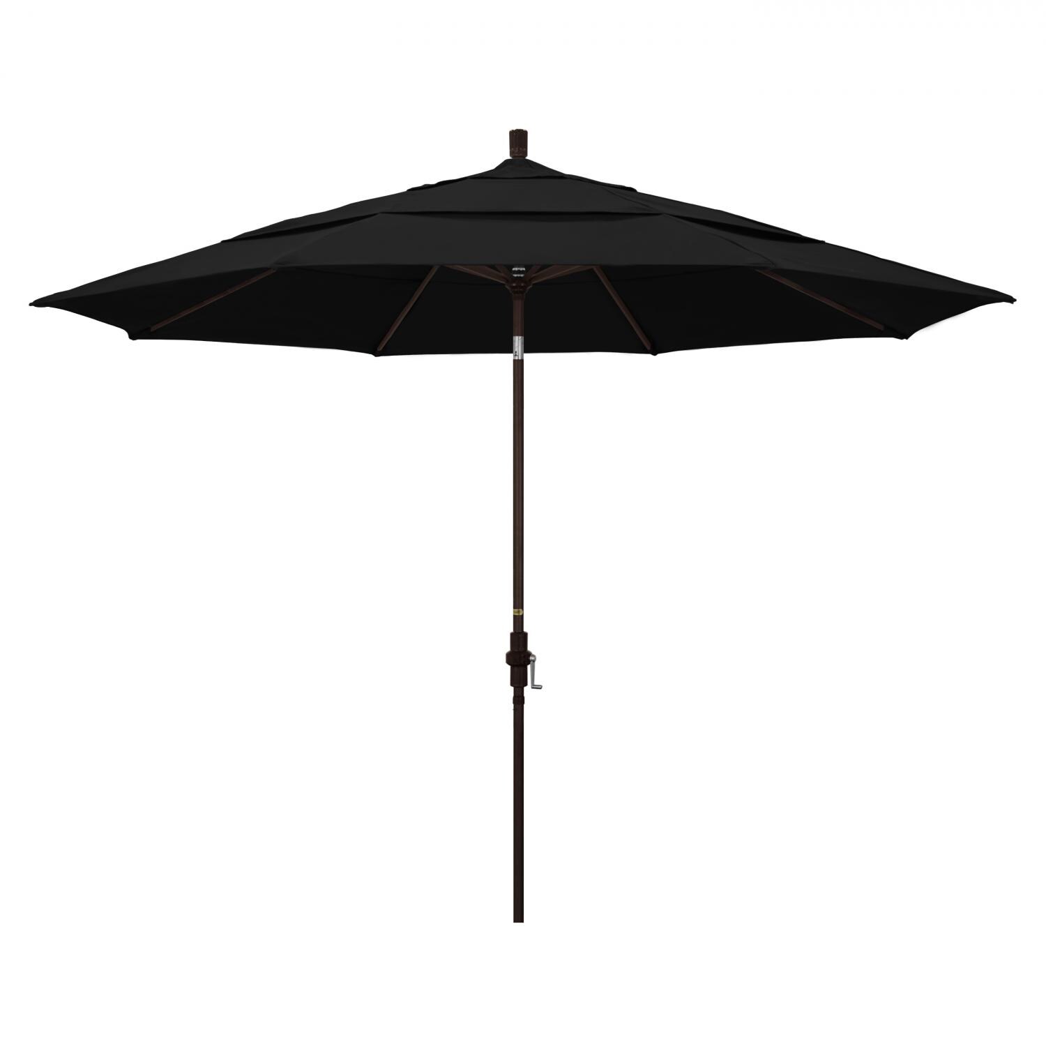 California Umbrella 11 Ft Octagonal Aluminum Collar Tilt Patio Umbrella W/ Crank Lift & Aluminum Ribs - Bronze Frame / Sunbrella Canvas Black Canopy thumbnail