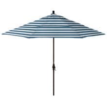 California Umbrella Sun Master Series 11 Ft Octagonal Aluminum Collar Tilt Patio Umbrella W/ Crank Lift, Fiberglass Ribs & Double Vent - Bronze Frame / Sunbrella Cabana Regatta Canopy