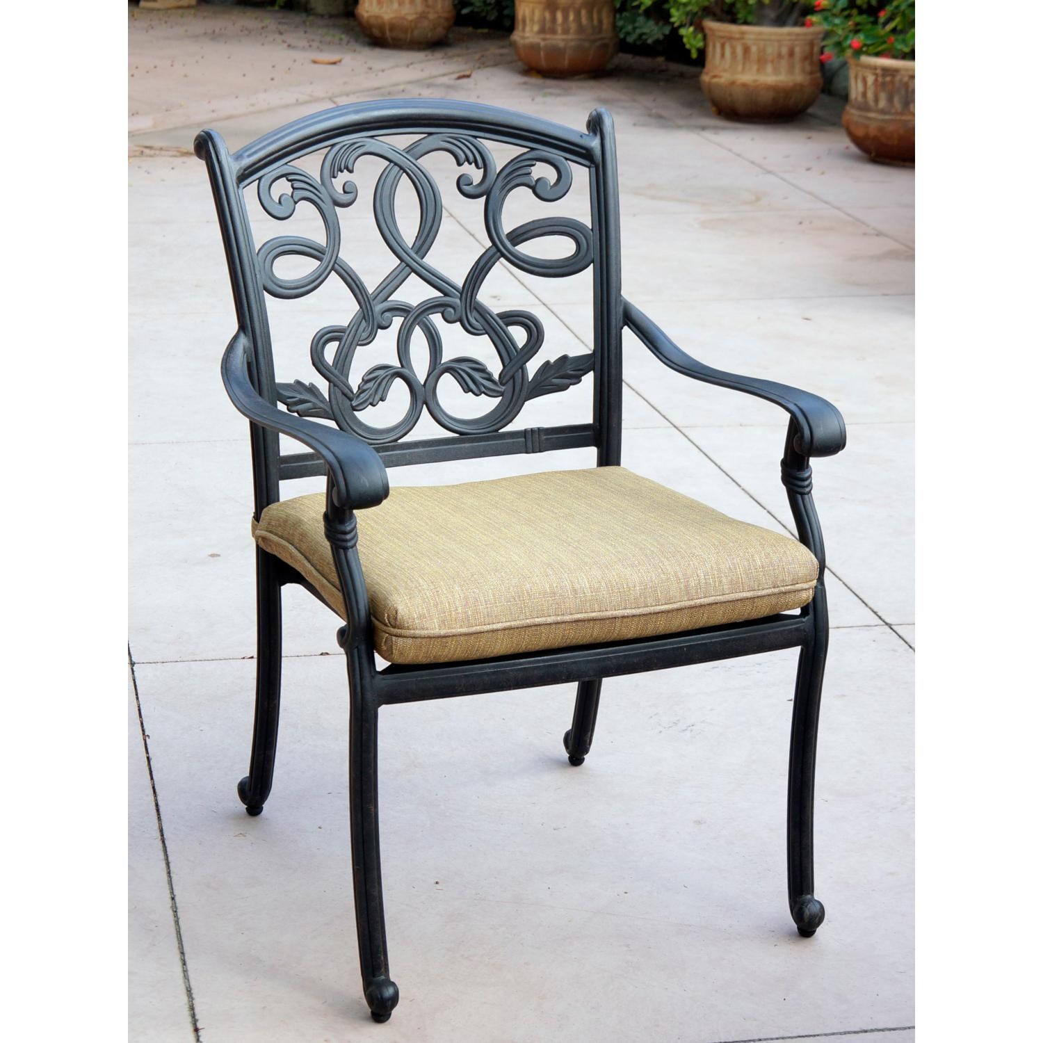 Darlee DL2052-1-4 Santa Monica 4 Piece Cast Aluminum Patio Dining Arm Chair Set W/ Sesame Cushions thumbnail