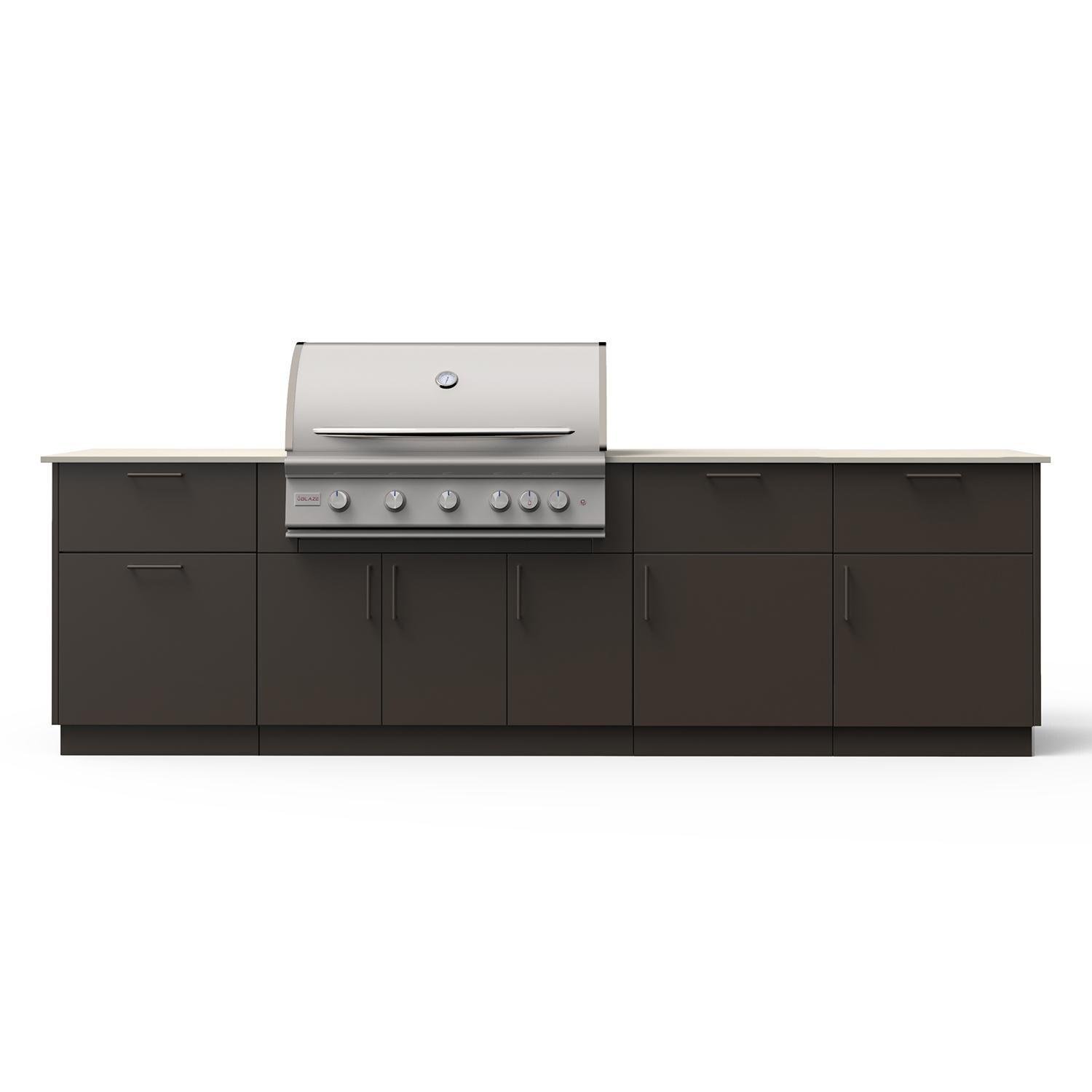 Blaze High Noon 10-Ft Outdoor Kitchen Island w/ 40-Inch Premium LTE+ Propane Grill in Architectural Bronze w/ Aeris Countertop - White Background thumbnail