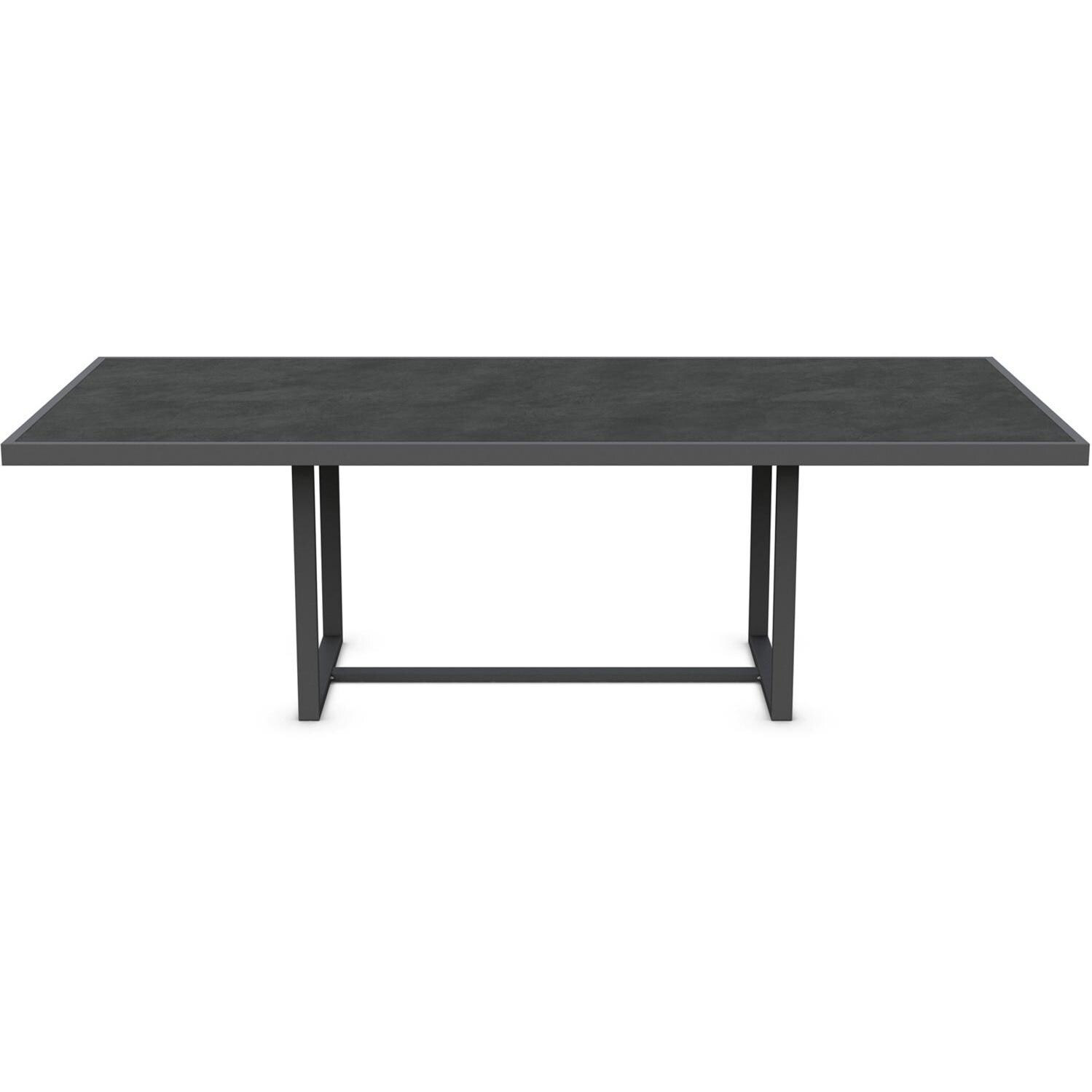Azzurro Living Pavia 96 Inch Charcoal Aluminum Dining Table W/ Micron Dekton Top - Front - White Background thumbnail