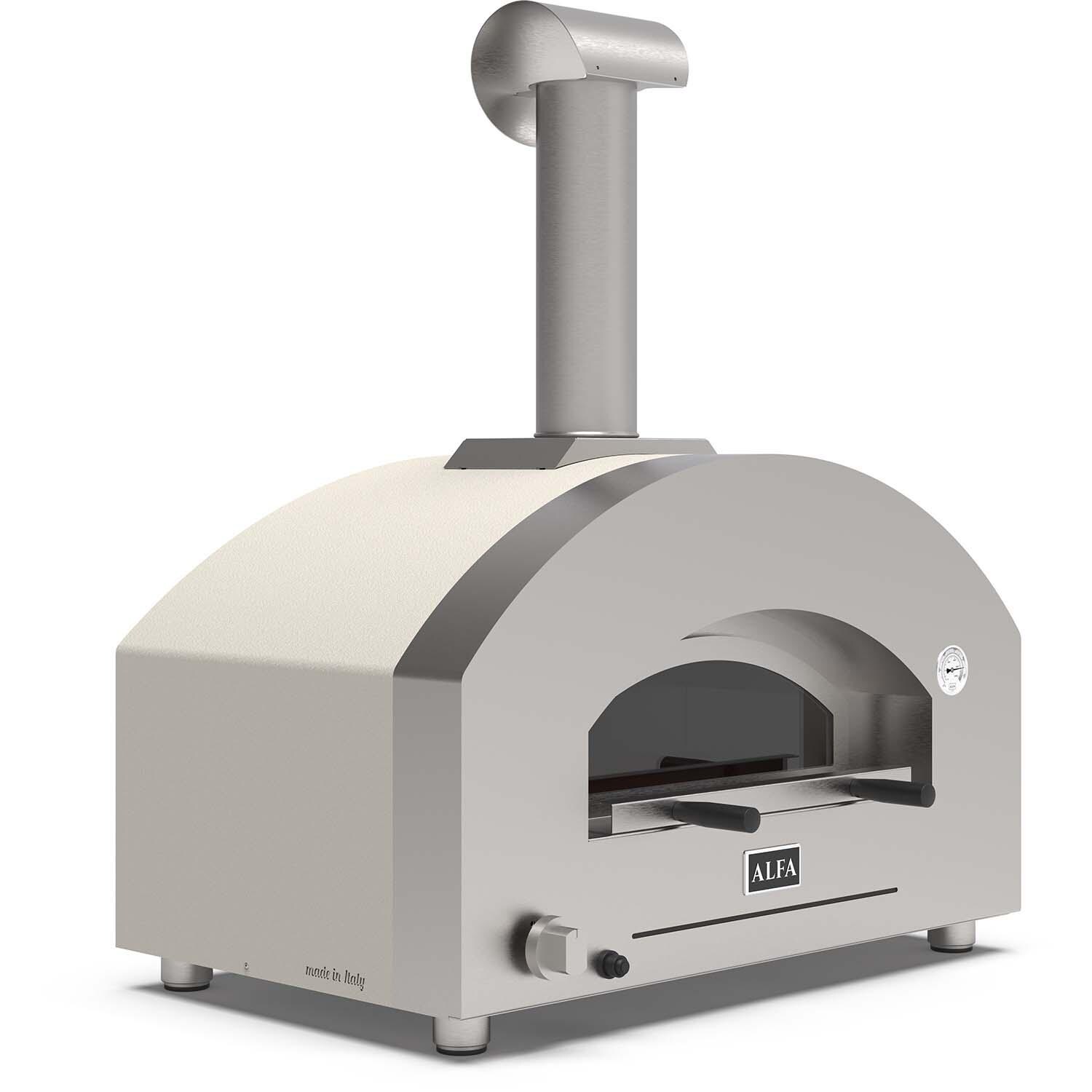 Alfa FXFT-2P-MWS-U Futuro 2 Pizze Natural Gas Pizza Oven - White Stone - Left Angled View - White Background thumbnail