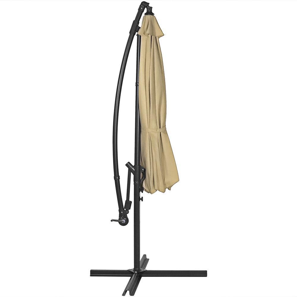 Ultimate Patio 10 Ft. Octagonal Steel Patio Cantilever Umbrella W/ Crank -  Dark Gray Frame & Beige Polyester Canopy : BBQGuys