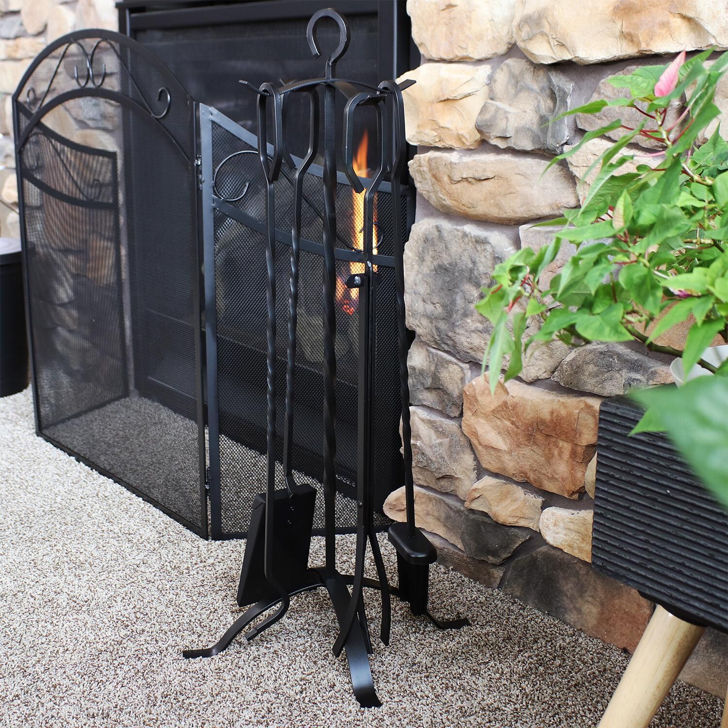 Ultimate Patio 5-Piece Steel Fireplace Tool Set w/ Stand - By the Fire thumbnail