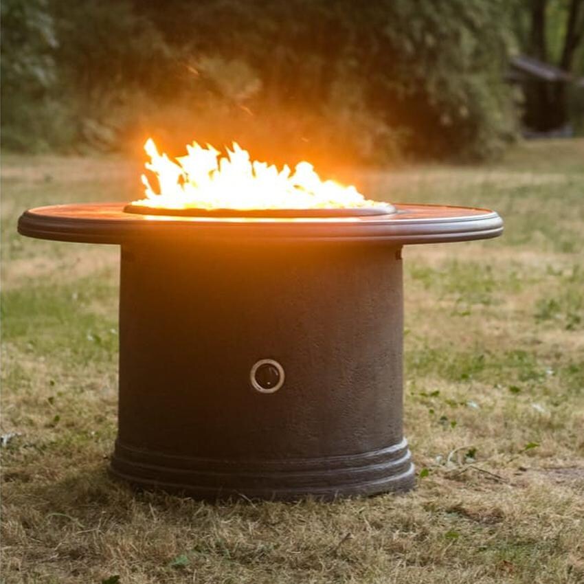 Tretco 44Inch Traditional Round Liquid Propane Concrete Fire Pit Table