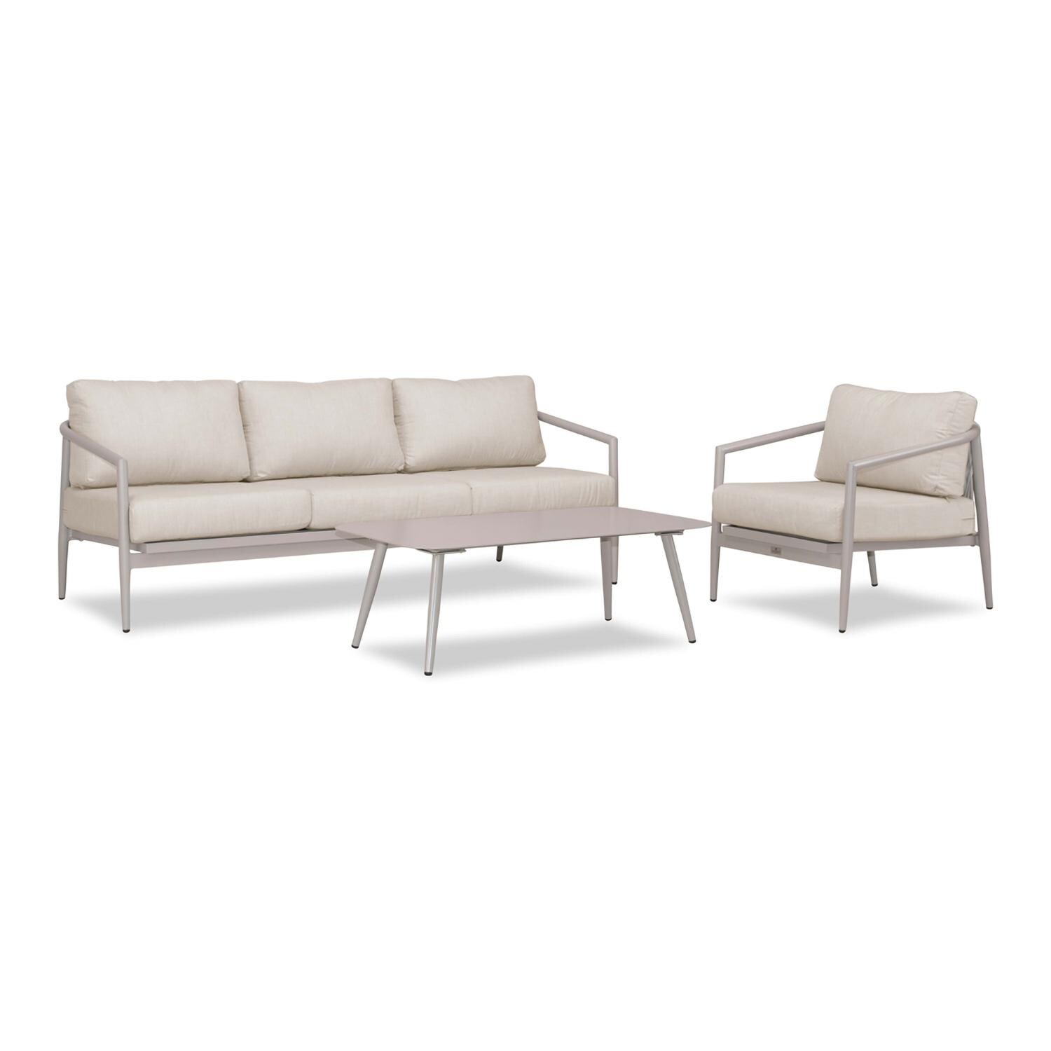 Lakeview Midnight Cove 3 Pc Aluminum Sofa Seating Set in Urban Stone/Carrera/Cast Silver - Angled - White Background thumbnail