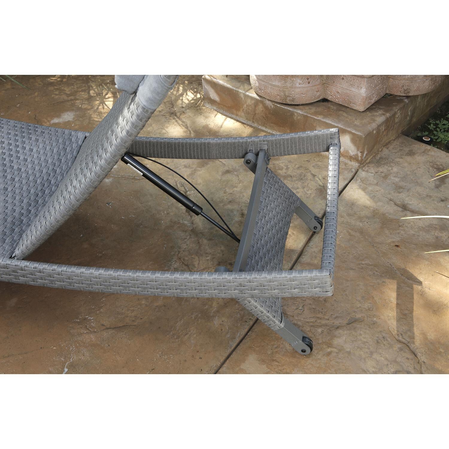 Lakeview Outdoor Designs Sugar Bay Wicker & Aluminum Patio Chaise Lounge - Push-Button Activated Backrest Lift thumbnail