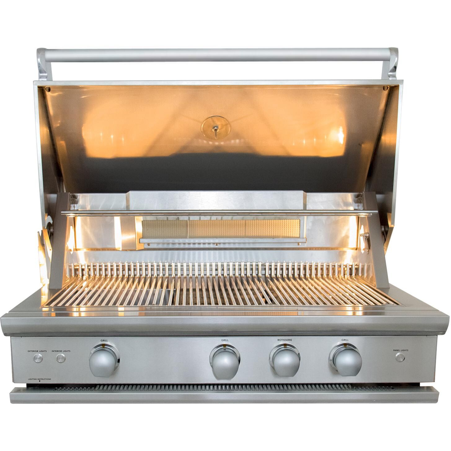 Caliber CrossFlame Pro Gas Grill - Lid Open With Lights On thumbnail