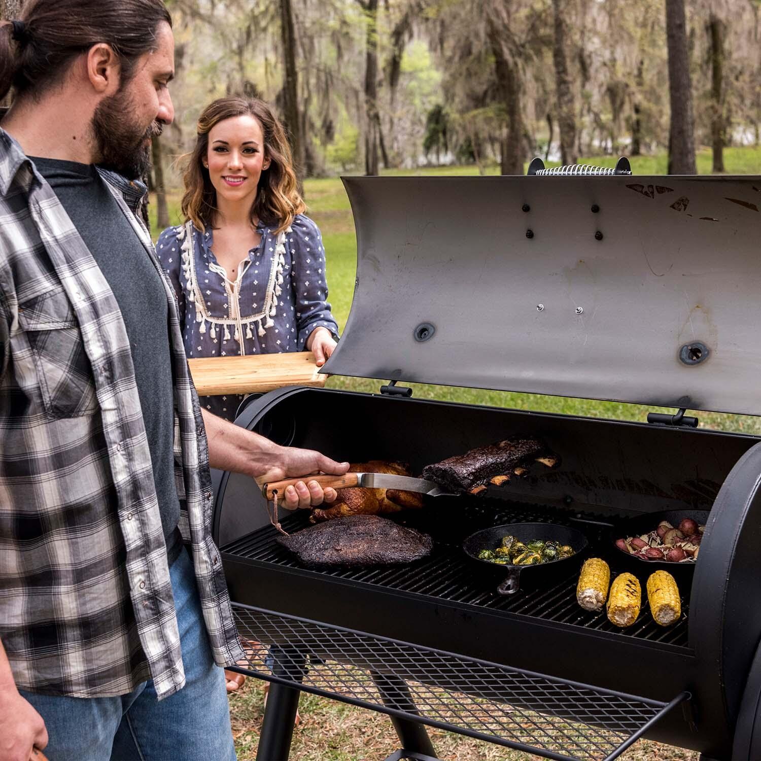Oklahoma Joe's 17202053 Longhorn Reverse Flow Smoker - In Use - Lifestyle thumbnail