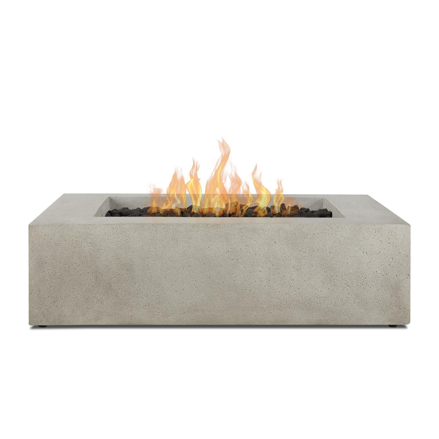 Hillview Bay 2714LP-FLNT 42 Inch Square Glass Fiber Reinforced Concrete Propane Fire Pit Table in Flint by BBQGuys Signature - Side View - White Background thumbnail