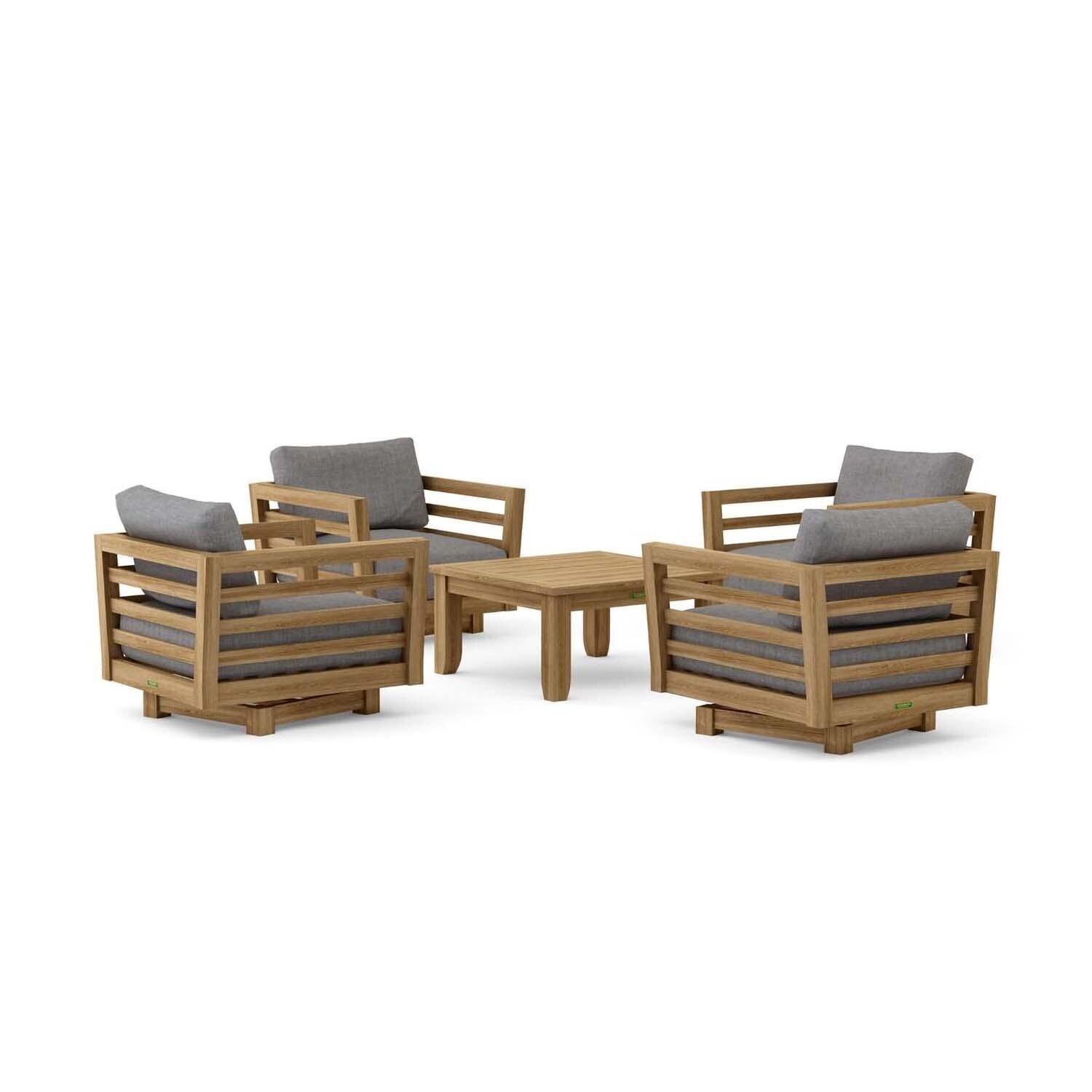 Saddleview 5 Pc Teak Seating Set Swivel in Cast Slate by Lakeview Outdoor Designs - White Background thumbnail