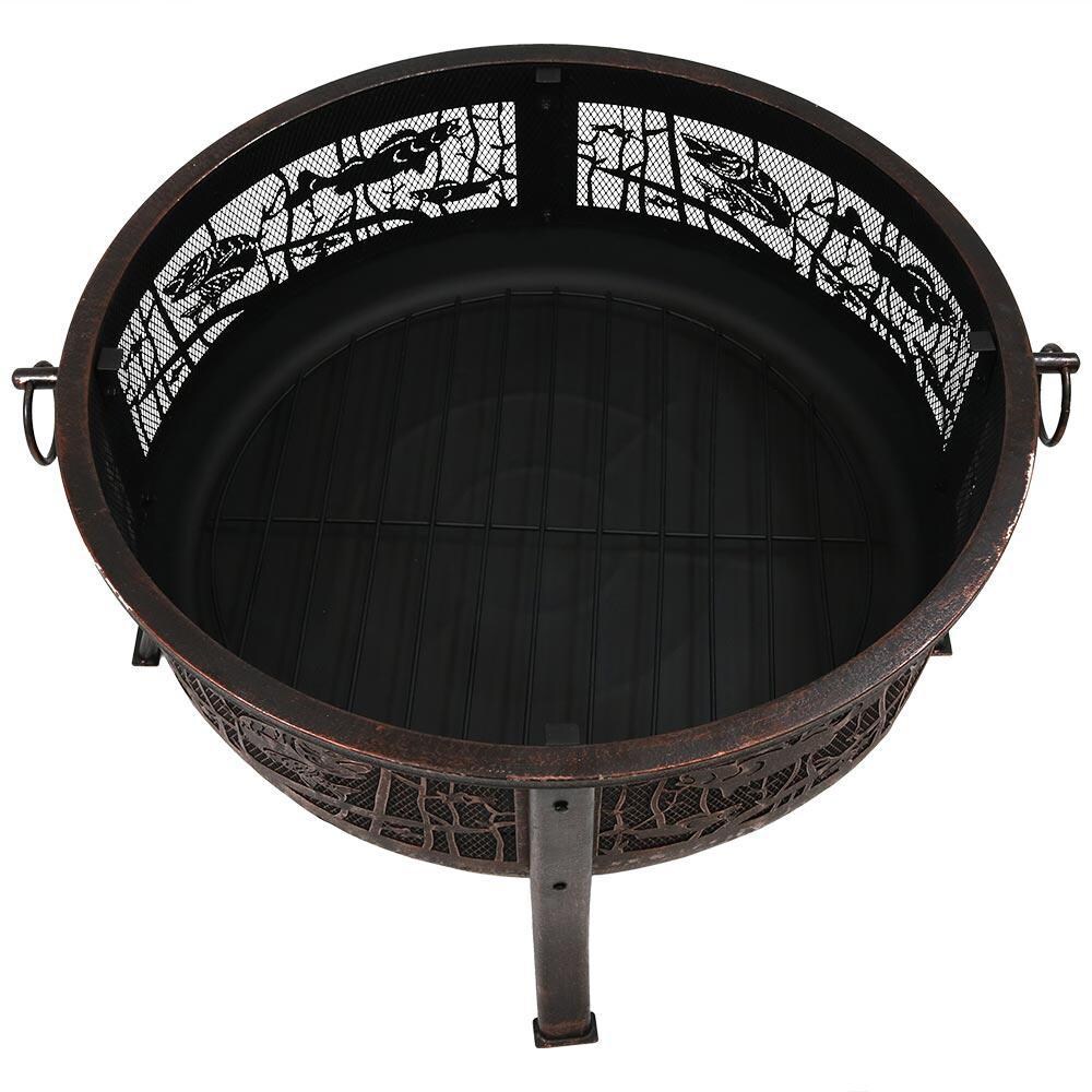 Ultimate Patio 29-Inch Steel Wood Burning Fire Pit - Top View thumbnail