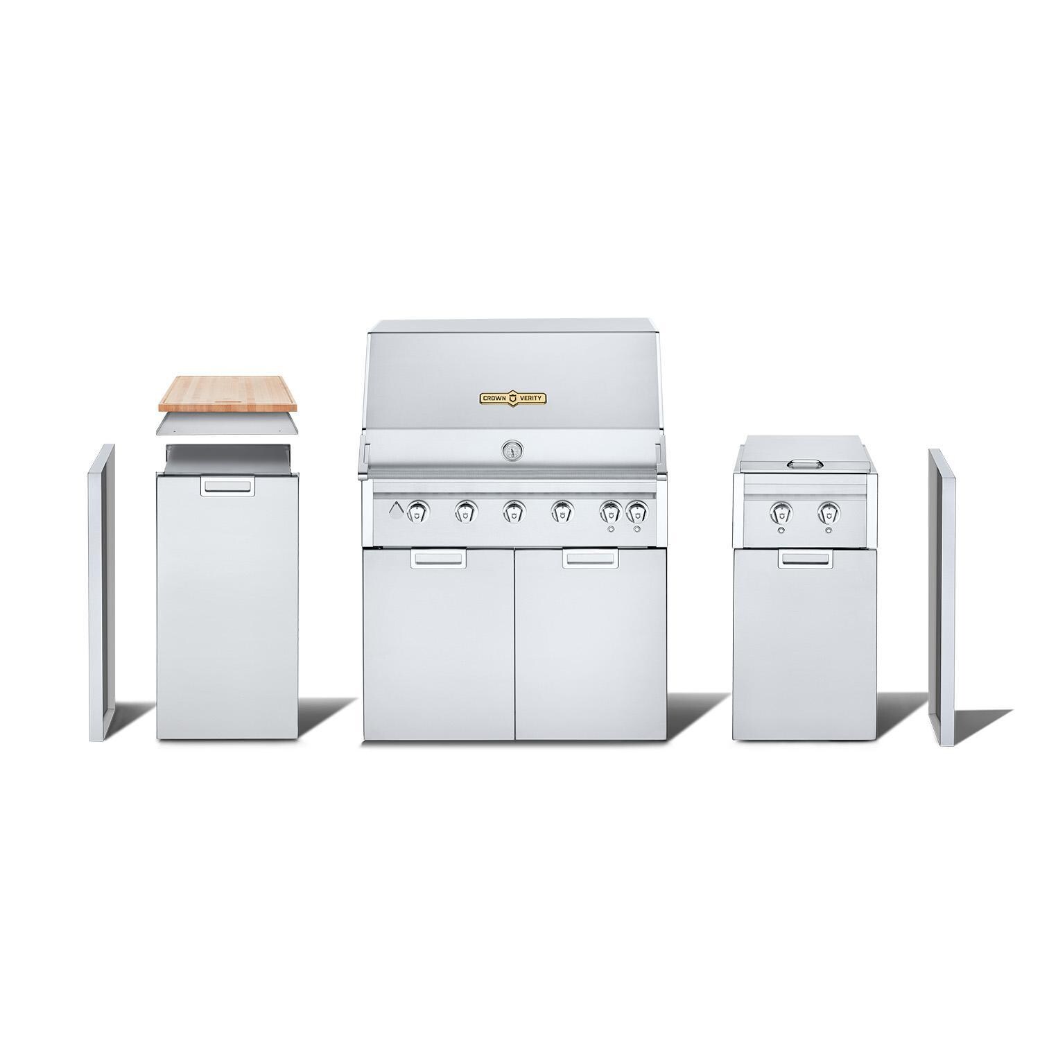 Crown Verity IGM36LP Infinite Series 36-Inch Propane Grill Modular Island Bundle W/Storage Cabinet W/Cutting Board, & Sideburner thumbnail