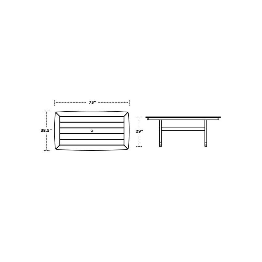 POLYWOOD La Casa Cafe Slate Grey 7 Piece Rectangular Dining Set - Table Dimensions thumbnail