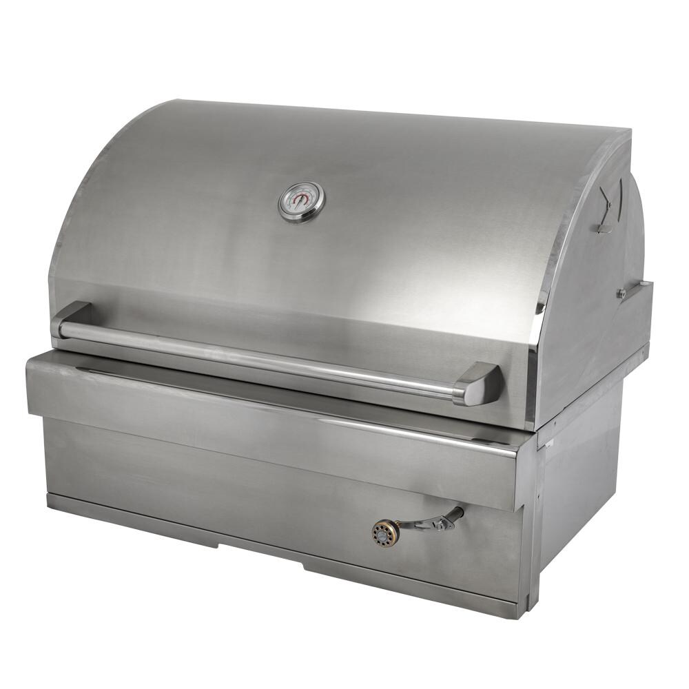 Turbo 32-Inch Stainless Steel Charcoal Grill - Right Side Angled View thumbnail