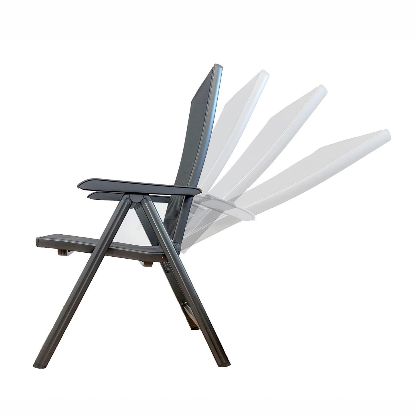 Kettler Basic Plus Aluminum Patio Dining Arm Chair - Different Positions - White Background thumbnail