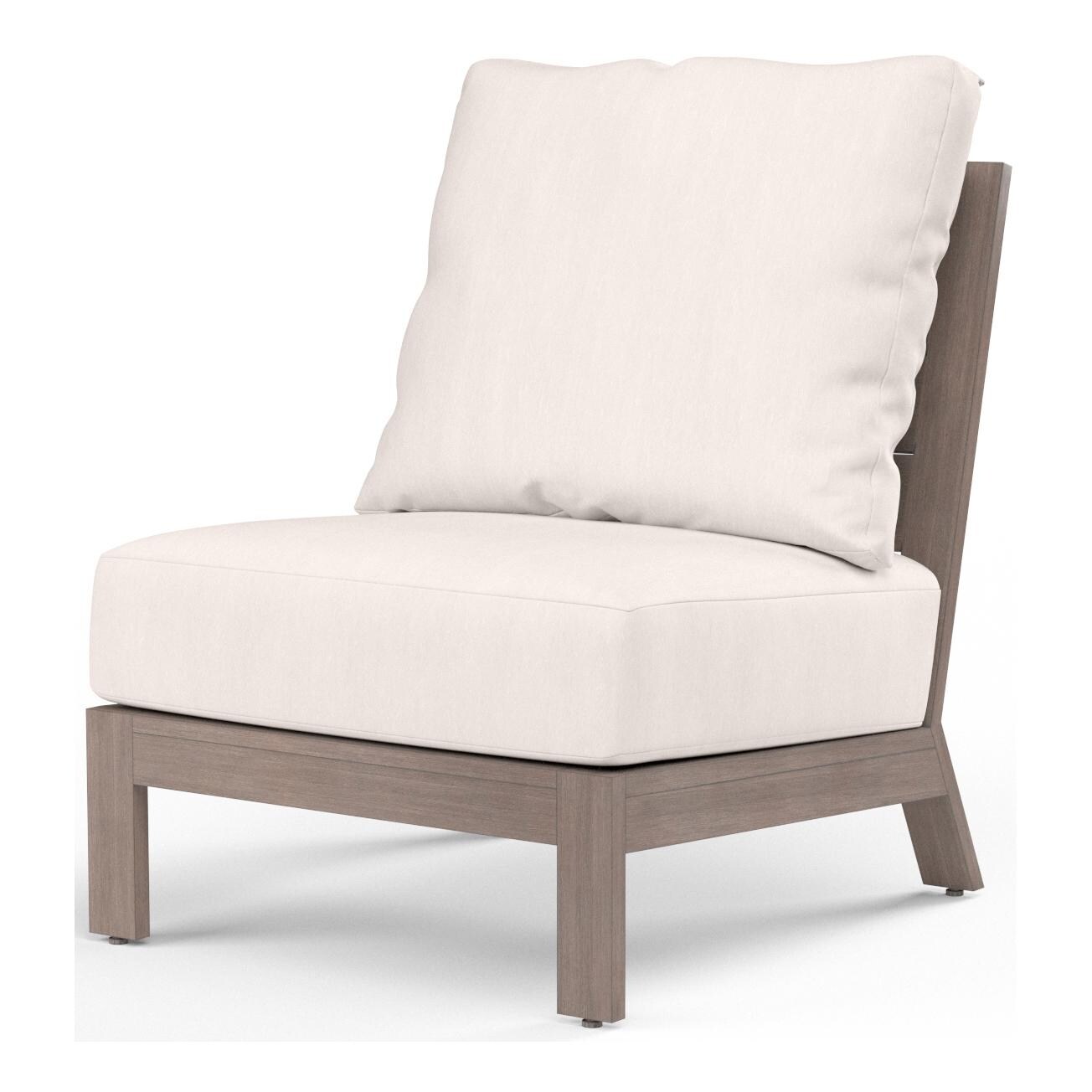Laguna Aluminum Armless Club Chair w/ No Welt in Driftwood/Canvas Natural by Sunset West - White Background thumbnail