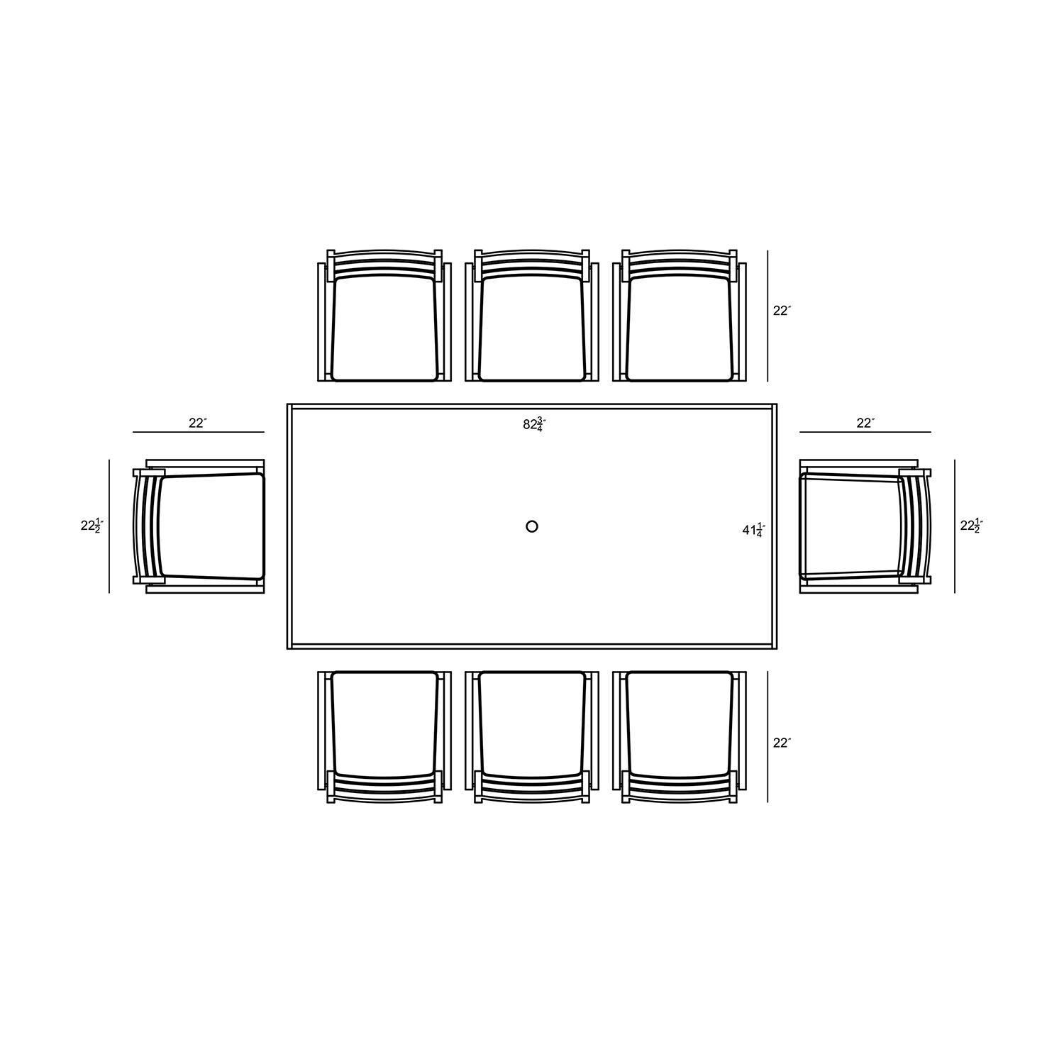 Calm Bay 9 Pc Rectangular Dining Set in Black/Canvas Charcoal by Lakeview - Dimensional 2 thumbnail