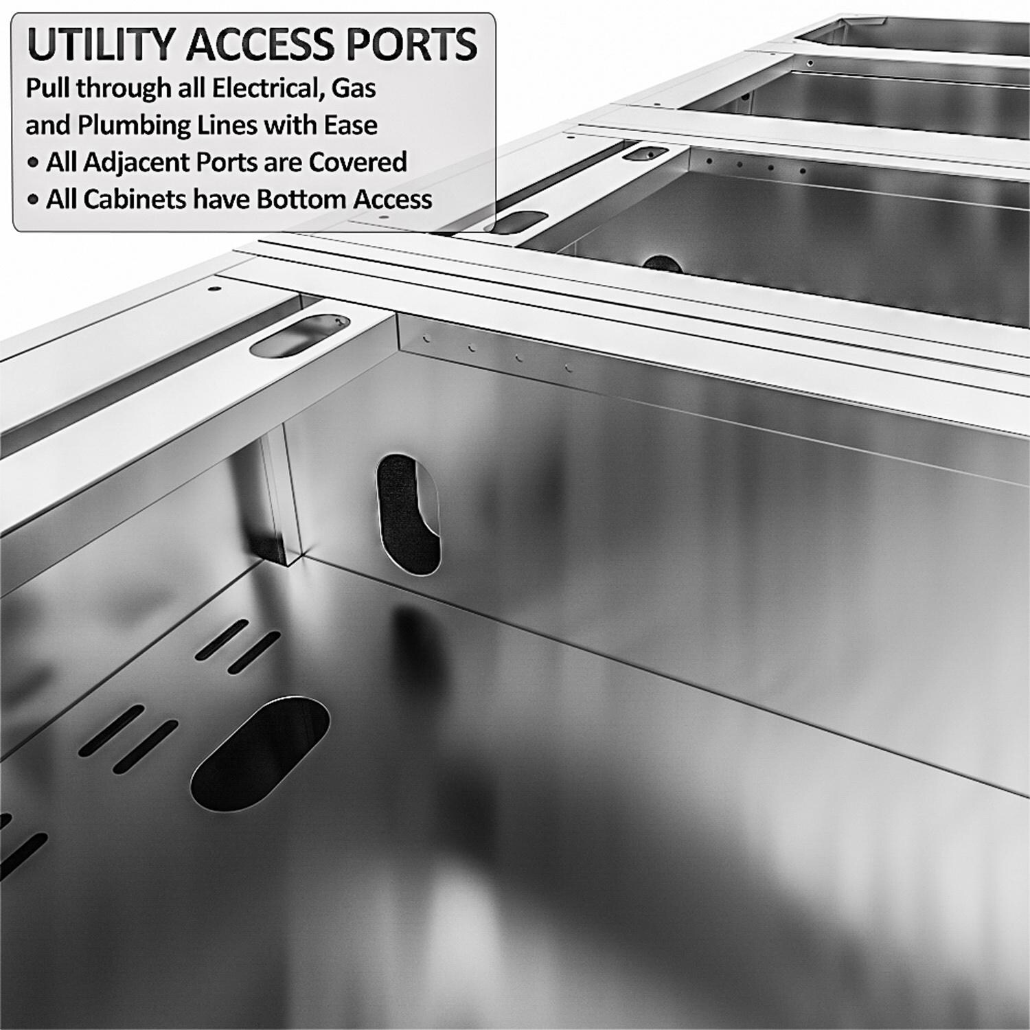 Sunstone Grills SCPCAPRICE6.4-LP Caprice 6 1/2 Ft Outdoor Kitchen Island w/ Propane Grill & Side Burner, Door & Drawer - Utility Access Ports - Detail thumbnail