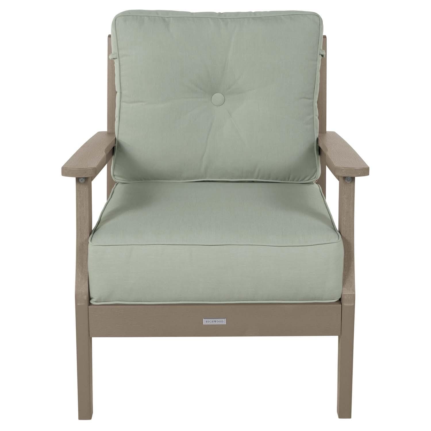 Blushing Bay Recycled Plastic Club Chair in Canvas Seasalt/Woodland Brown by Lakeview Outdoor Designs - White Background thumbnail