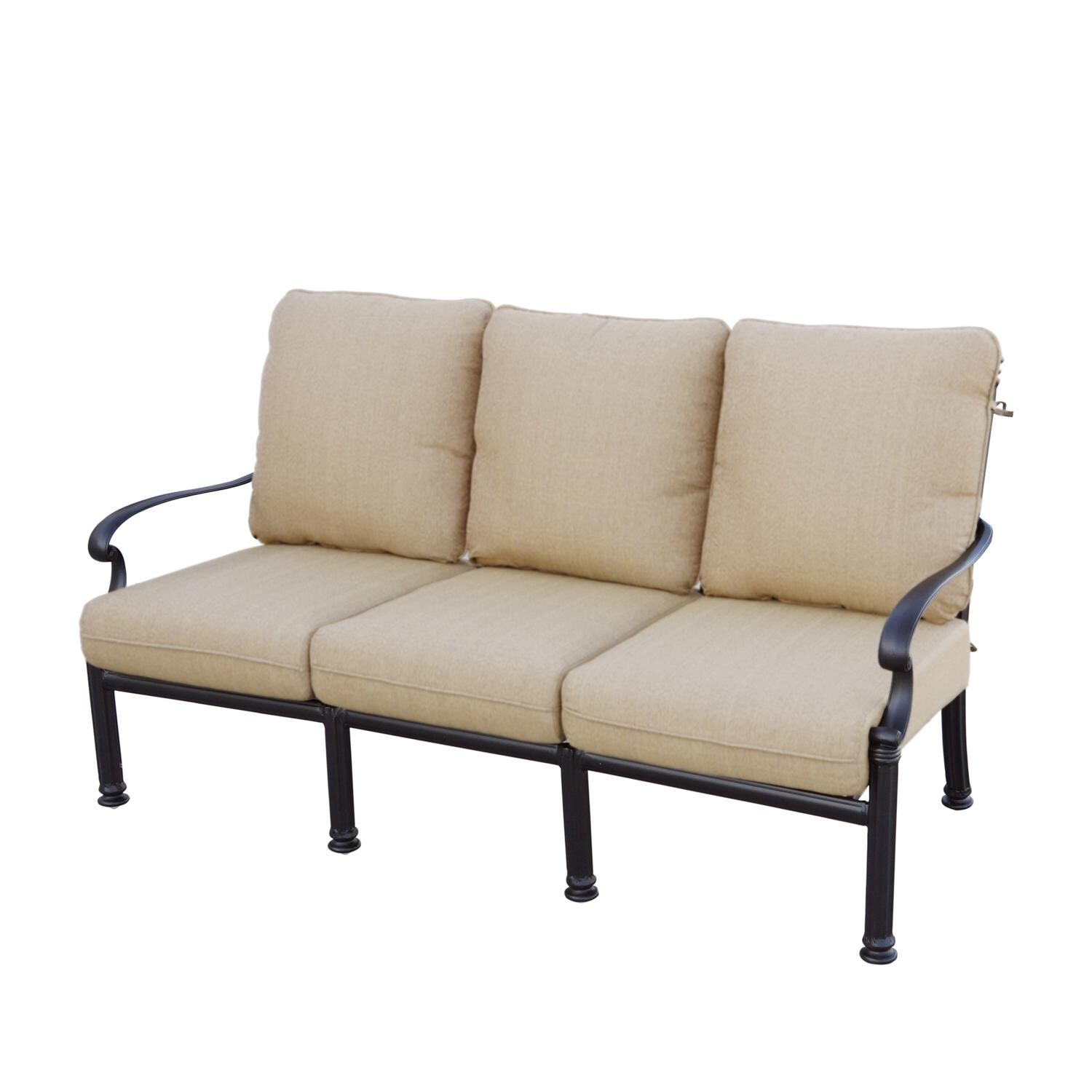 Darlee Santa Barbara 6 Pc Cast Aluminum Seating Set w/ Series 60 Tables - Sofa - White Background thumbnail
