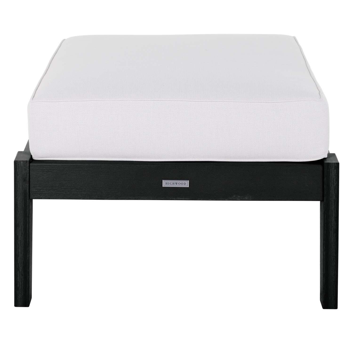 Blushing Bay Recycled Plastic Ottoman in Bliss Linen/Black by Lakeview Outdoor Designs - White Background thumbnail