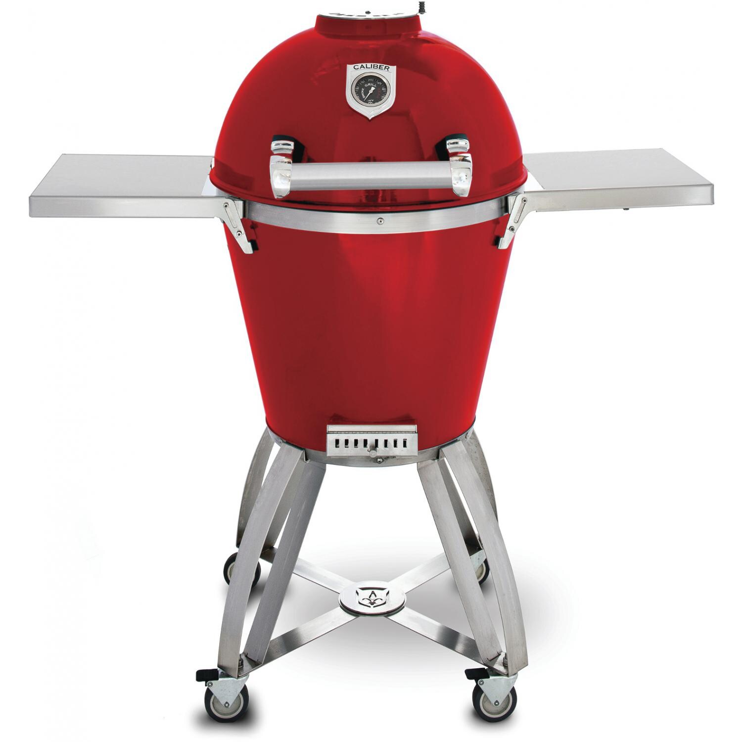 Caliber Pro Kamado Grill On Stainless Steel Cart Red BBQ Guys