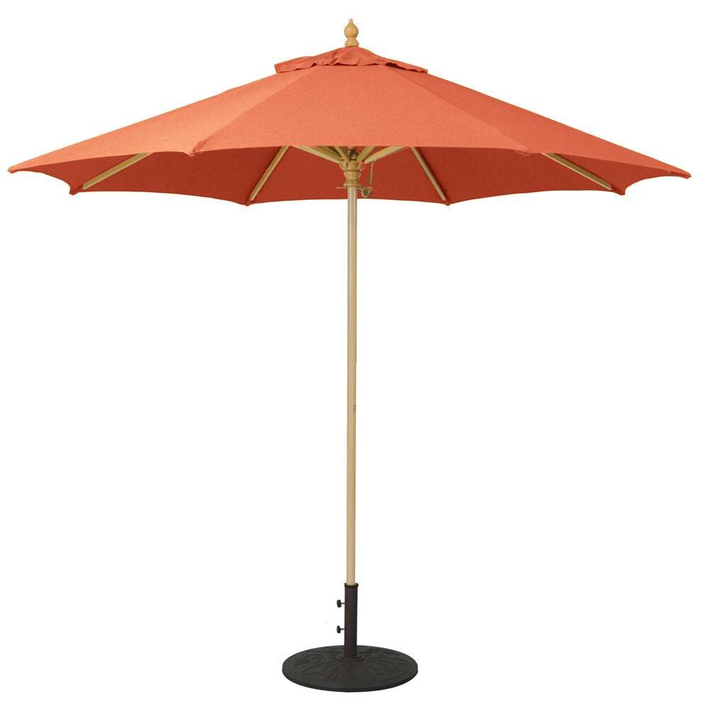 Galtech 9 Ft. Commercial Octagonal Hardwood Patio Market Umbrella W/ Push Lift - Light Wood W/ Sunbrella Canvas Brick Canopy
