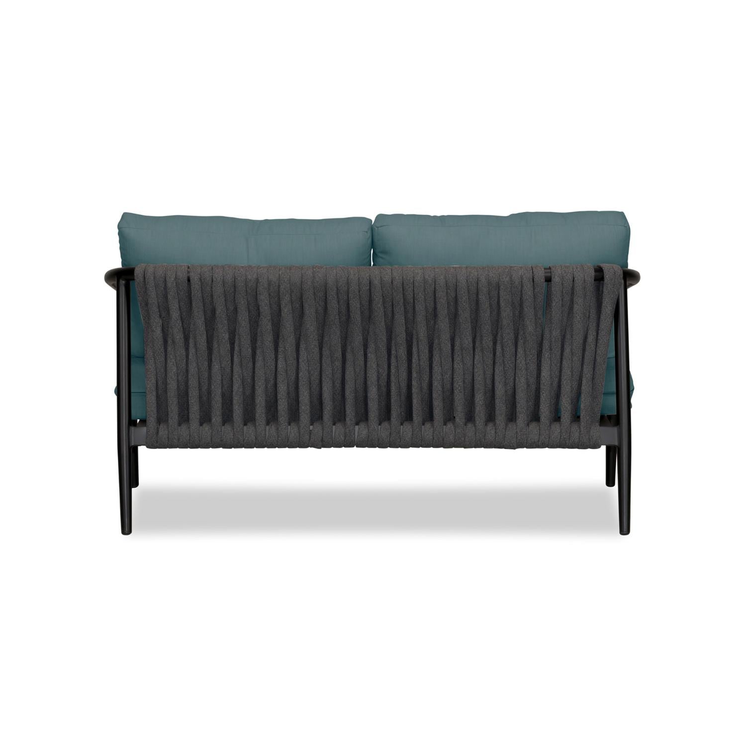 Lakeview Midnight Cove 2 Person Aluminum Loveseat in Black/Carbon/Cast Lagoon - Back - White Background thumbnail