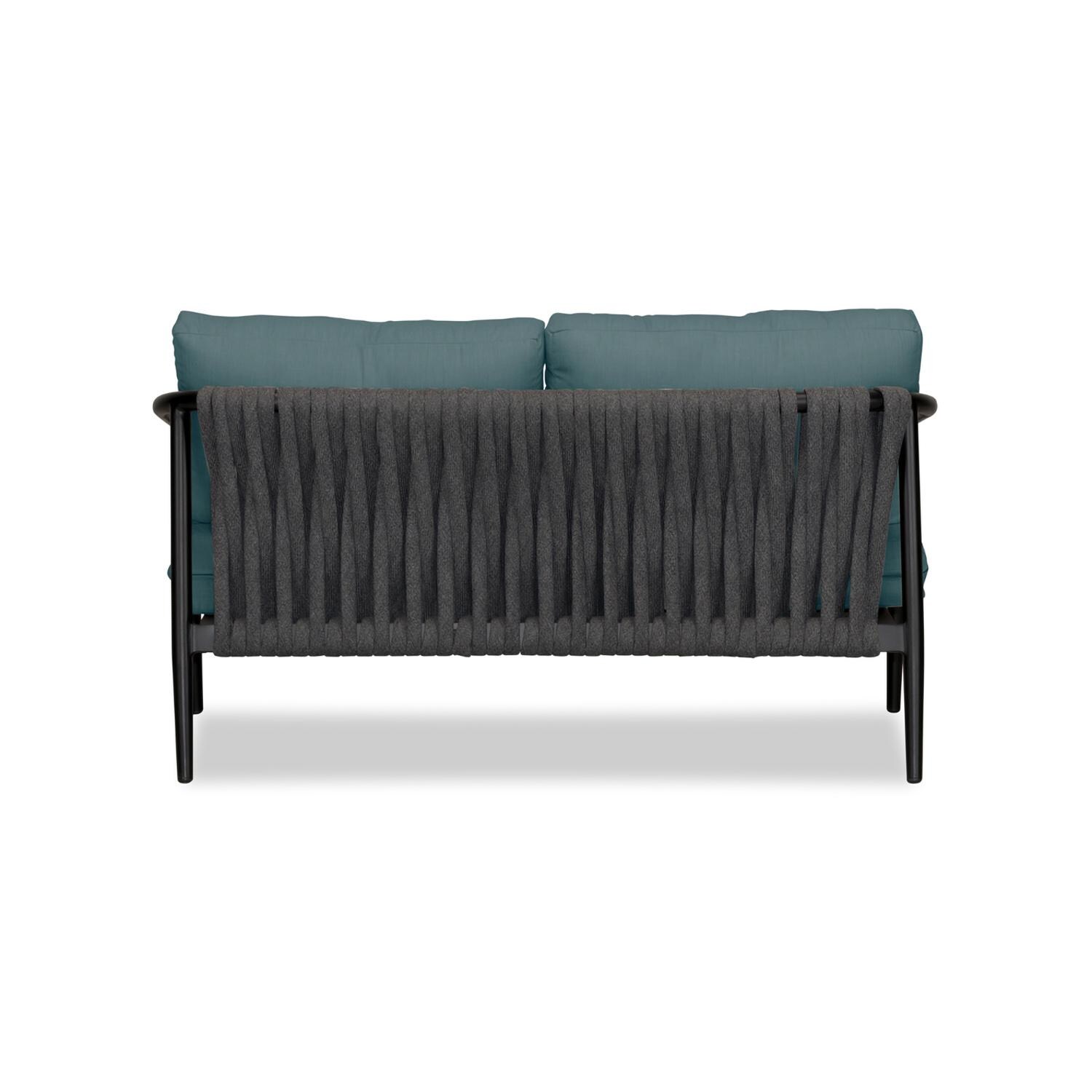 Lakeview Midnight Cove 2 Person Aluminum Loveseat in Black/Carbon/Cast Lagoon - Back - White Background thumbnail