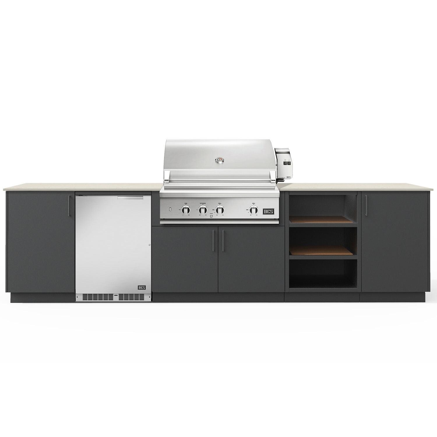 Urban Bonfire Taiga 36 Outdoor Kitchen w/ DCS Propane Grill, Refrigerator, Danae Dekton Countertop & Anthracite Finish - B-Taiga-36-DCS-Danae-Anthracite