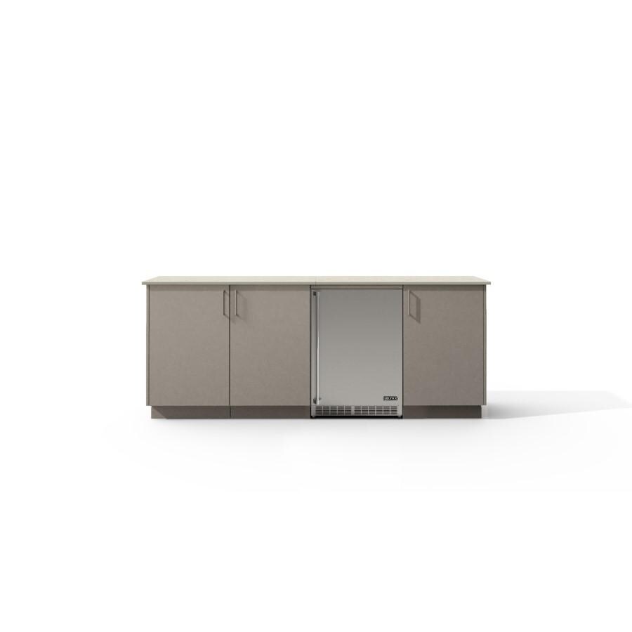 Urban Bonfire Vermont Outdoor Kitchen w/ Lynx 24-Inch 5.3 Cu. Ft. Refrigerator, Danae Dekton Countertop & Clay Finish - B-Vermont-Danae-Clay