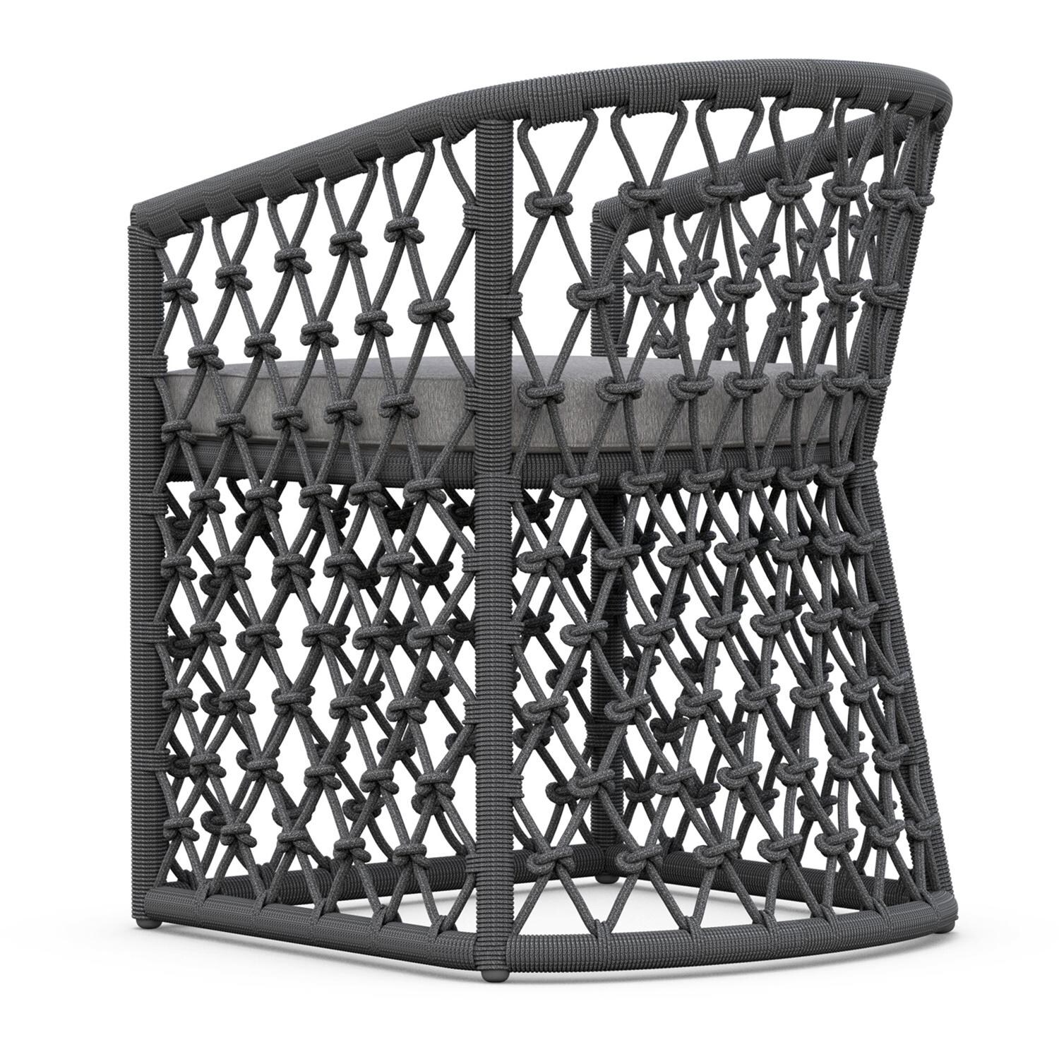 Azzurro Living Amelia Woven Rope Dining Chair in Ash/Fog - Back - White Background thumbnail