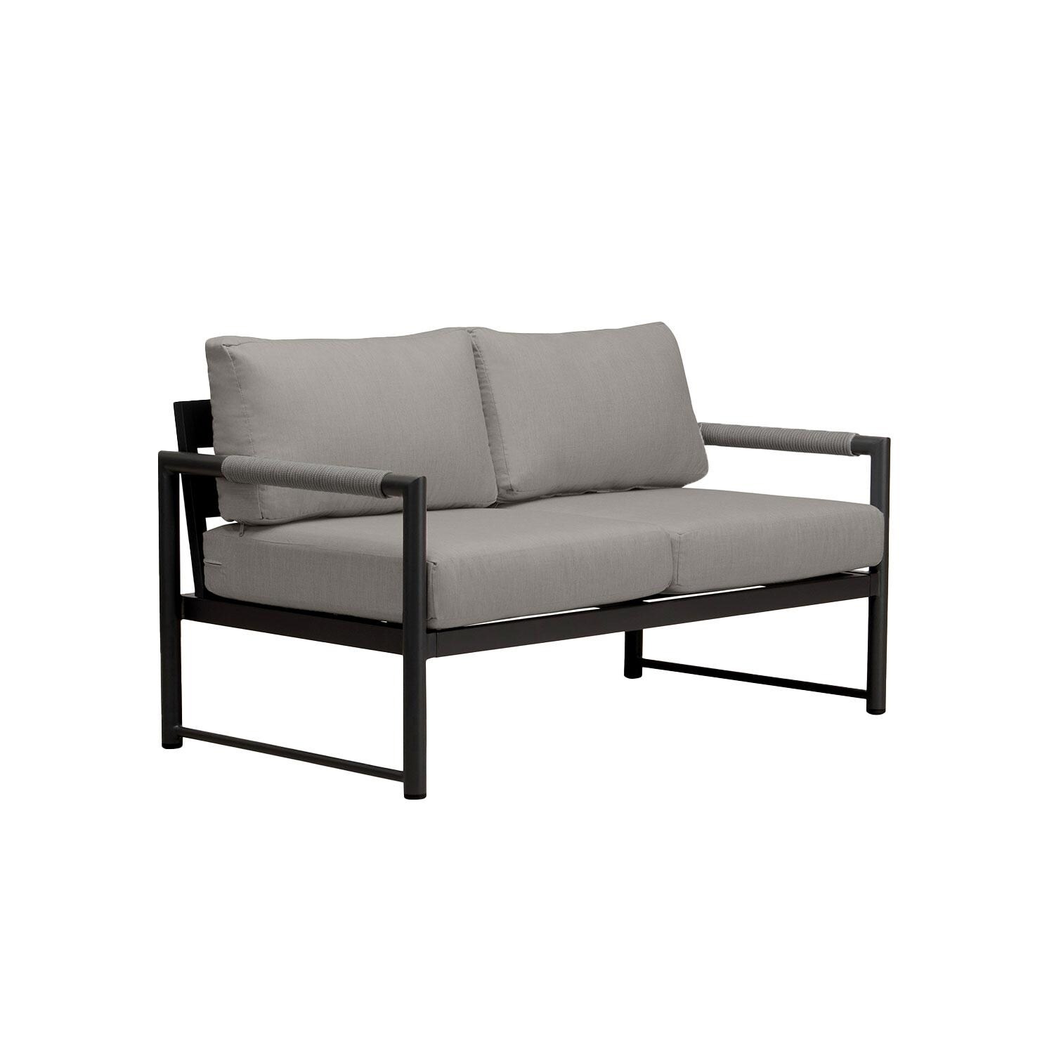 Lakeview AVEBAY-BK-CO-LS-CC Avenue Bay Black/Carbon Loveseat - Canvas Charcoal - Angled - White Background thumbnail
