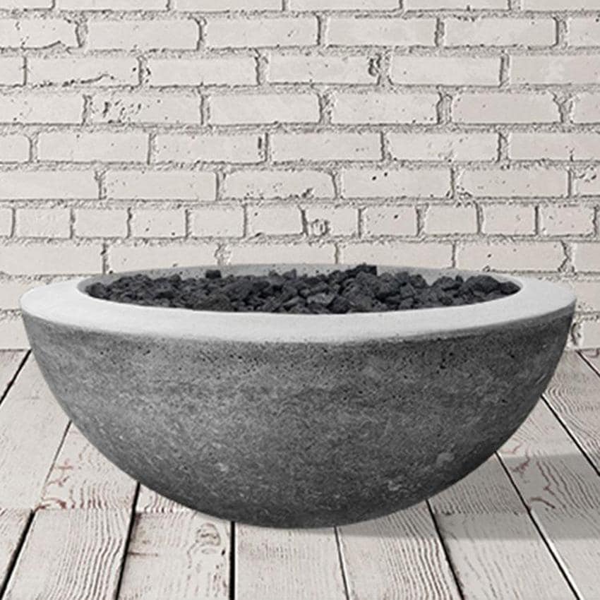 Moderno 29-in Round GFRC Natural Gas Fire & Water Bowl in Natural Concrete by Prism Hardscapes