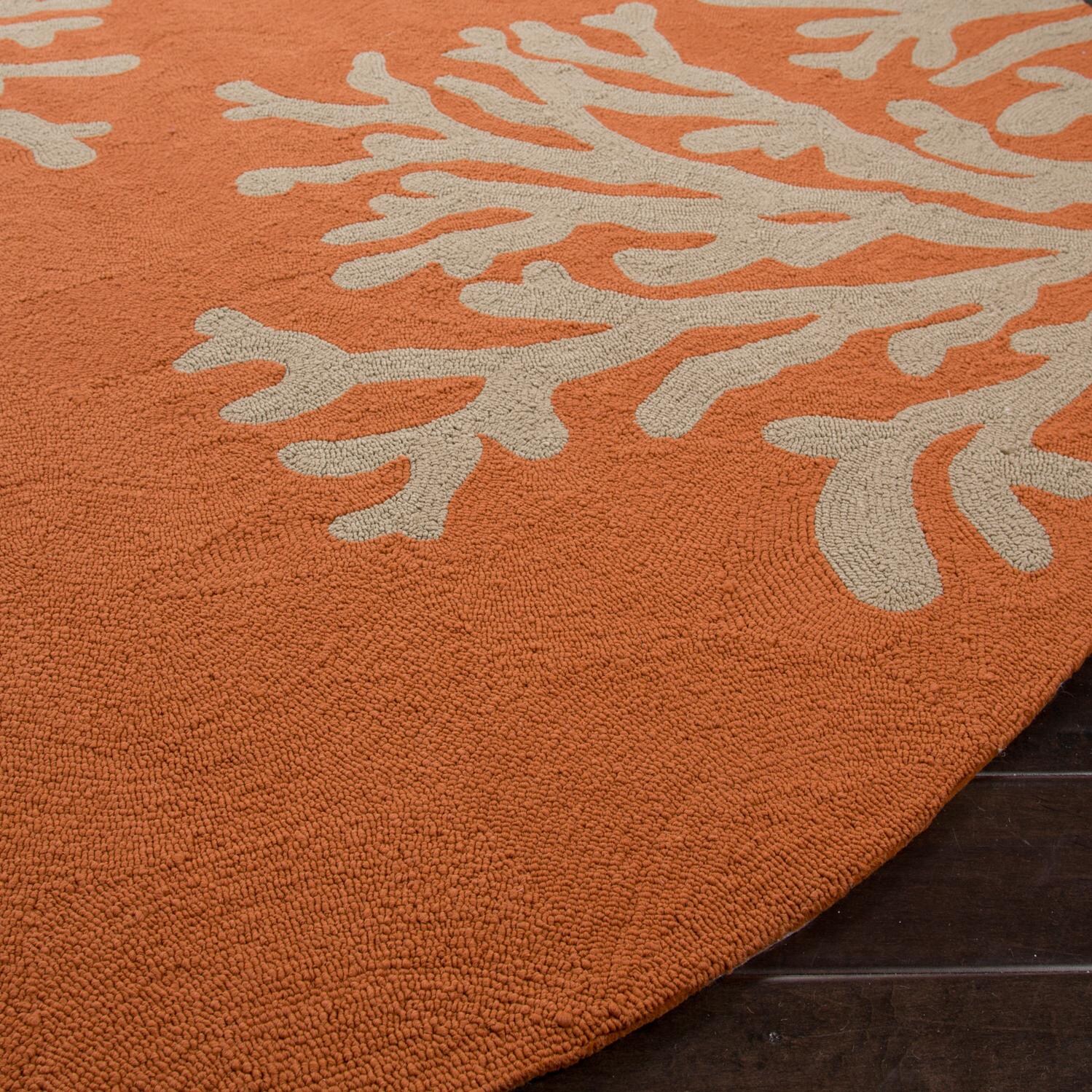 Jaipur Rugs Grant Bough Out 8 X 8 Round Indoor/Outdoor Rug Orange