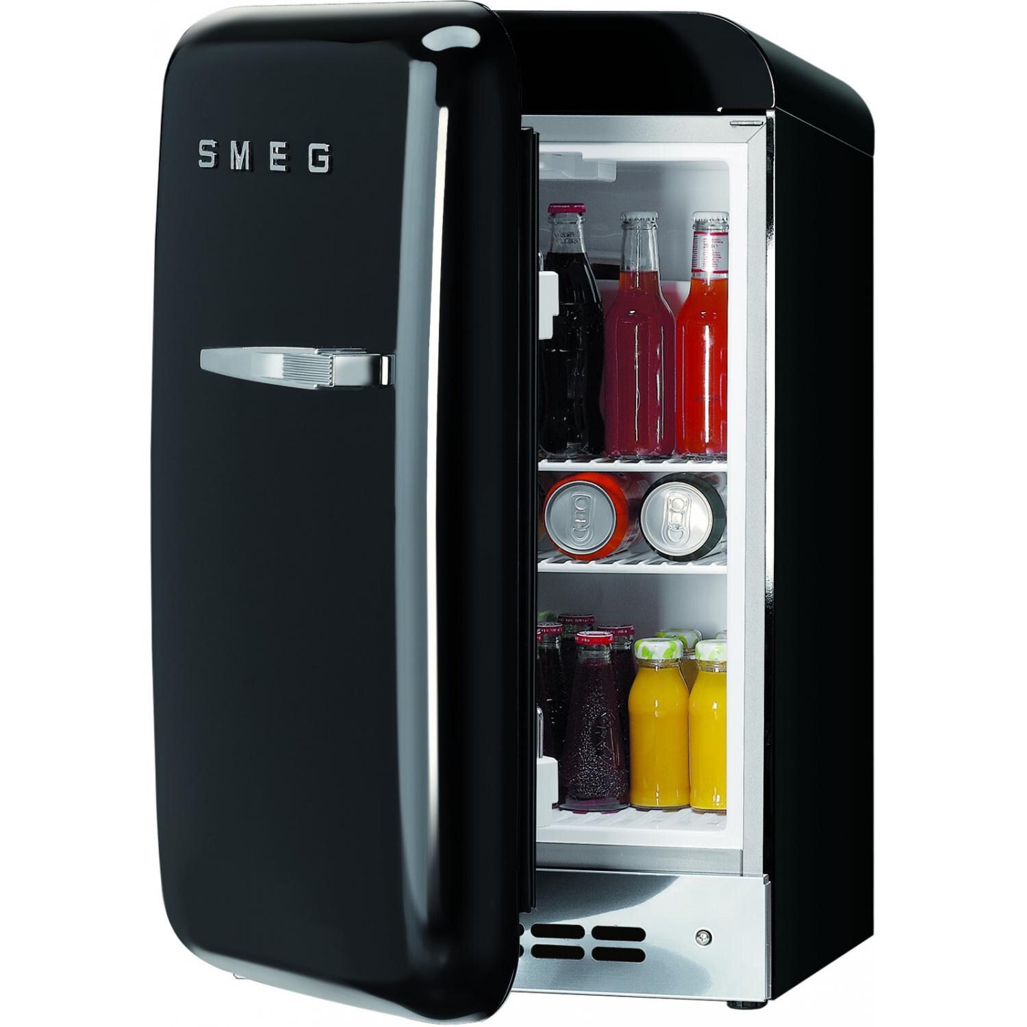SMEG 1.5 Cu. Ft. Retro Style Black Compact Refrigerator with Two Adjustable Shelves - FAB5ULNE thumbnail