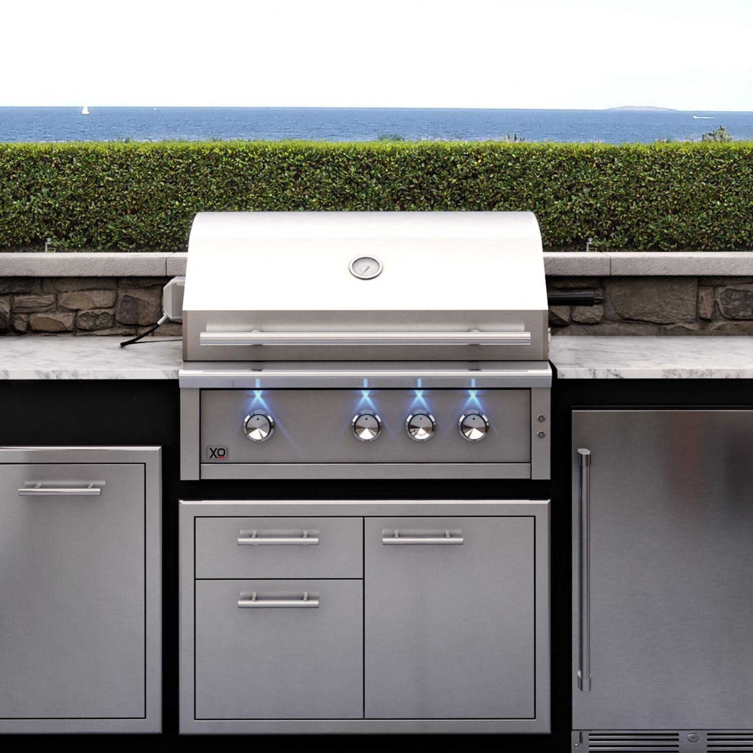 XO Appliance XOGRILL36N Pro-Grade 36-in 3 Burner Built-In Natural Gas Grill w/ Rotisserie Burner - Lifestyle thumbnail