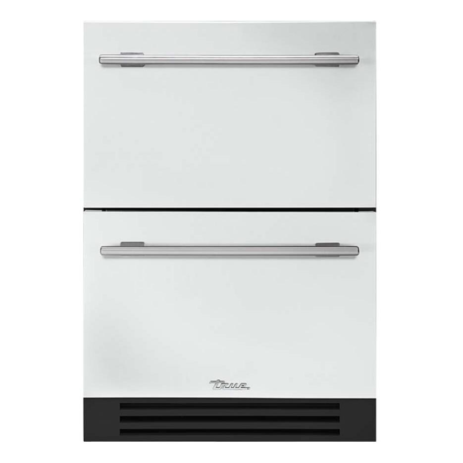 True TUR-24D-OP-C~DSK-030-H04 24 Inch 5.4 Cu. Ft. Outdoor Refigerator Drawer - Matte White w/ Stainless Steel Handles - White Background thumbnail
