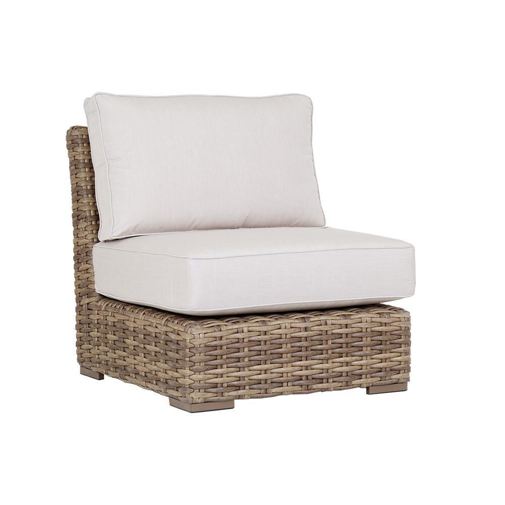Sunset West - 1701-AC-5492 - Havana Resin Wicker Armless Patio Club Chair W/ Sunbrella Canvas Flax Cushions thumbnail