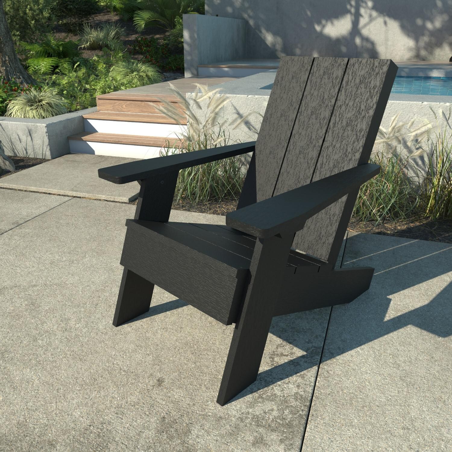 Lakeview Classical Cove Modern Adirondack Chair - Black thumbnail