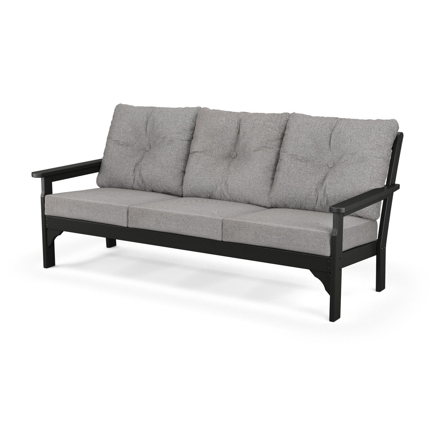 Vineyard Recycled Plastic Sofa in Black/Gray Mist by POLYWOOD